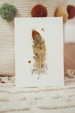 Image of a feather watercolor painting by Shayna Larsen, originals & prints available