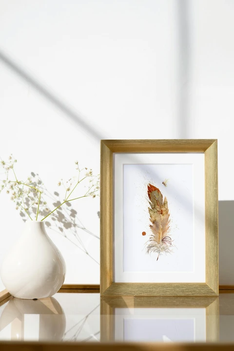 Image of a feather watercolor painting by Shayna Larsen, originals & prints available