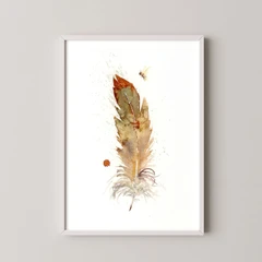 Image of a feather watercolor painting by Shayna Larsen, originals & prints available