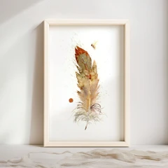Image of a feather watercolor painting by Shayna Larsen, originals & prints available