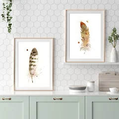 Image of a feather watercolor painting by Shayna Larsen, originals & prints available