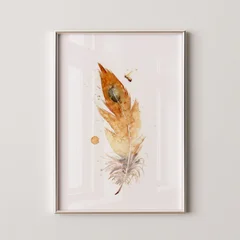 Image of a feather watercolor painting by Shayna Larsen, originals & prints available
