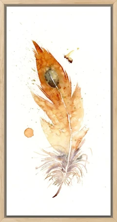 Image of a feather watercolor painting by Shayna Larsen, originals & prints available