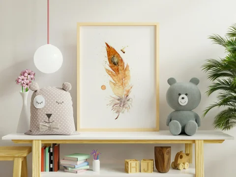 Image of a feather watercolor painting by Shayna Larsen, originals & prints available