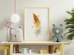 Image of a feather watercolor painting by Shayna Larsen, originals & prints available