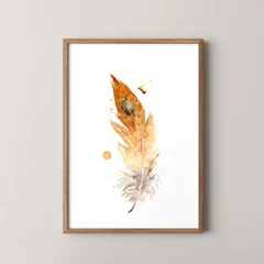 Image of a feather watercolor painting by Shayna Larsen, originals & prints available