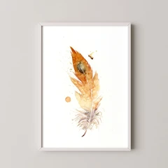 Image of a feather watercolor painting by Shayna Larsen, originals & prints available