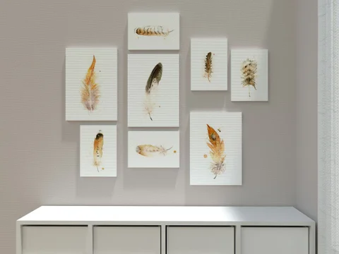 Image of a feather watercolor painting by Shayna Larsen, originals & prints available
