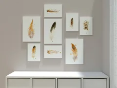 Image of a feather watercolor painting by Shayna Larsen, originals & prints available