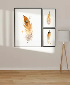 Image of a feather watercolor painting by Shayna Larsen, originals & prints available