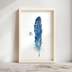 Image of a feather watercolor painting by Shayna Larsen, originals & prints available