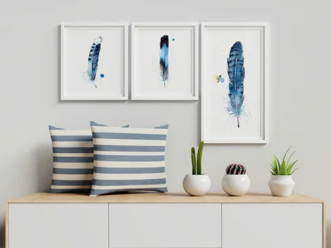 Image of a feather watercolor painting by Shayna Larsen, originals & prints available