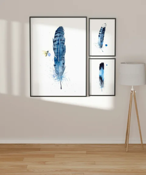 Image of a feather watercolor painting by Shayna Larsen, originals & prints available