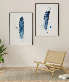 Image of a feather watercolor painting by Shayna Larsen, originals & prints available