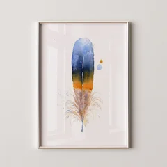Image of a feather watercolor painting by Shayna Larsen, originals & prints available
