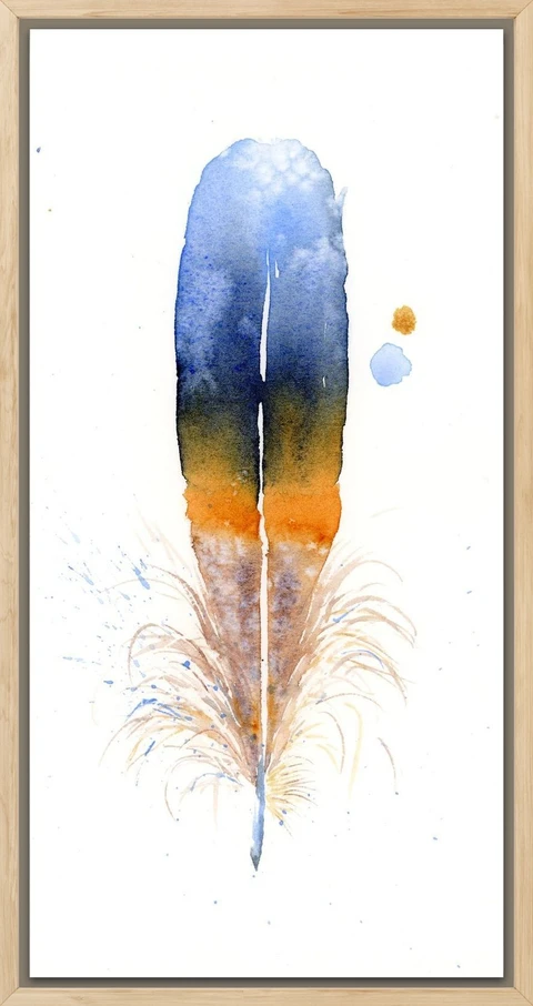 Image of a feather watercolor painting by Shayna Larsen, originals & prints available