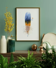Image of a feather watercolor painting by Shayna Larsen, originals & prints available