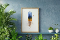 Image of a feather watercolor painting by Shayna Larsen, originals & prints available
