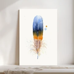 Image of a feather watercolor painting by Shayna Larsen, originals & prints available