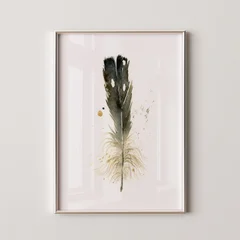 Image of a feather watercolor painting by Shayna Larsen, originals & prints available