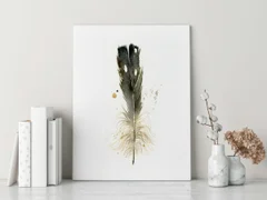 Image of a feather watercolor painting by Shayna Larsen, originals & prints available