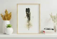 Image of a feather watercolor painting by Shayna Larsen, originals & prints available