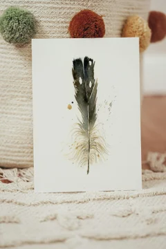 Image of a feather watercolor painting by Shayna Larsen, originals & prints available