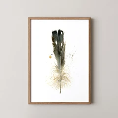 Image of a feather watercolor painting by Shayna Larsen, originals & prints available