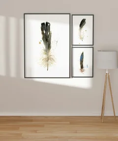 Image of a feather watercolor painting by Shayna Larsen, originals & prints available