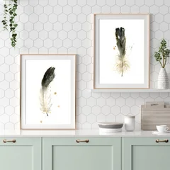 Image of a feather watercolor painting by Shayna Larsen, originals & prints available