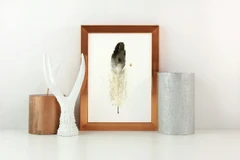 Image of a feather watercolor painting by Shayna Larsen, originals & prints available