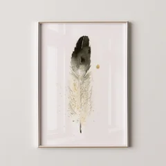 Image of a feather watercolor painting by Shayna Larsen, originals & prints available