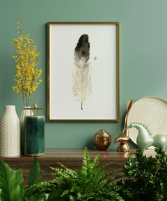 Image of a feather watercolor painting by Shayna Larsen, originals & prints available