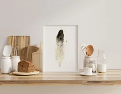 Image of a feather watercolor painting by Shayna Larsen, originals & prints available