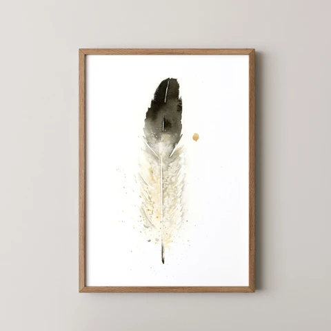 Image of a feather watercolor painting by Shayna Larsen, originals & prints available