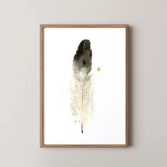 Image of a feather watercolor painting by Shayna Larsen, originals & prints available