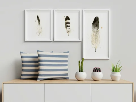 Image of a feather watercolor painting by Shayna Larsen, originals & prints available