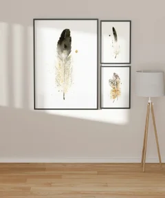 Image of a feather watercolor painting by Shayna Larsen, originals & prints available