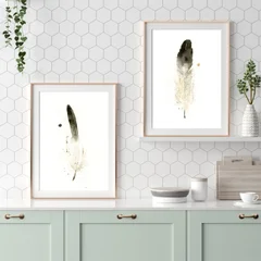 Image of a feather watercolor painting by Shayna Larsen, originals & prints available