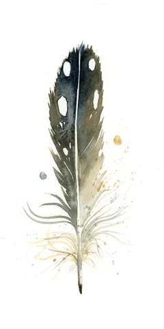 Image of a feather watercolor painting by Shayna Larsen, originals & prints available