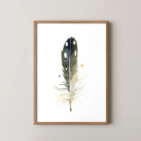 Image of a feather watercolor painting by Shayna Larsen, originals & prints available