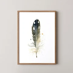 Image of a feather watercolor painting by Shayna Larsen, originals & prints available
