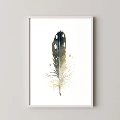 Image of a feather watercolor painting by Shayna Larsen, originals & prints available