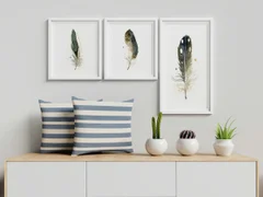 Image of a feather watercolor painting by Shayna Larsen, originals & prints available