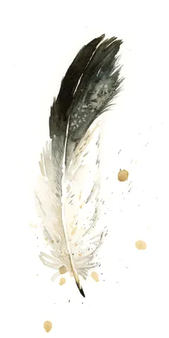 Image of a feather watercolor painting by Shayna Larsen, originals & prints available