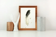 Image of a feather watercolor painting by Shayna Larsen, originals & prints available