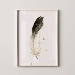 Image of a feather watercolor painting by Shayna Larsen, originals & prints available