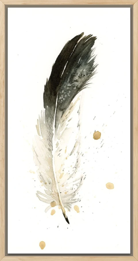 Image of a feather watercolor painting by Shayna Larsen, originals & prints available