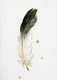 Image of a feather watercolor painting by Shayna Larsen, originals & prints available
