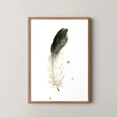 Image of a feather watercolor painting by Shayna Larsen, originals & prints available